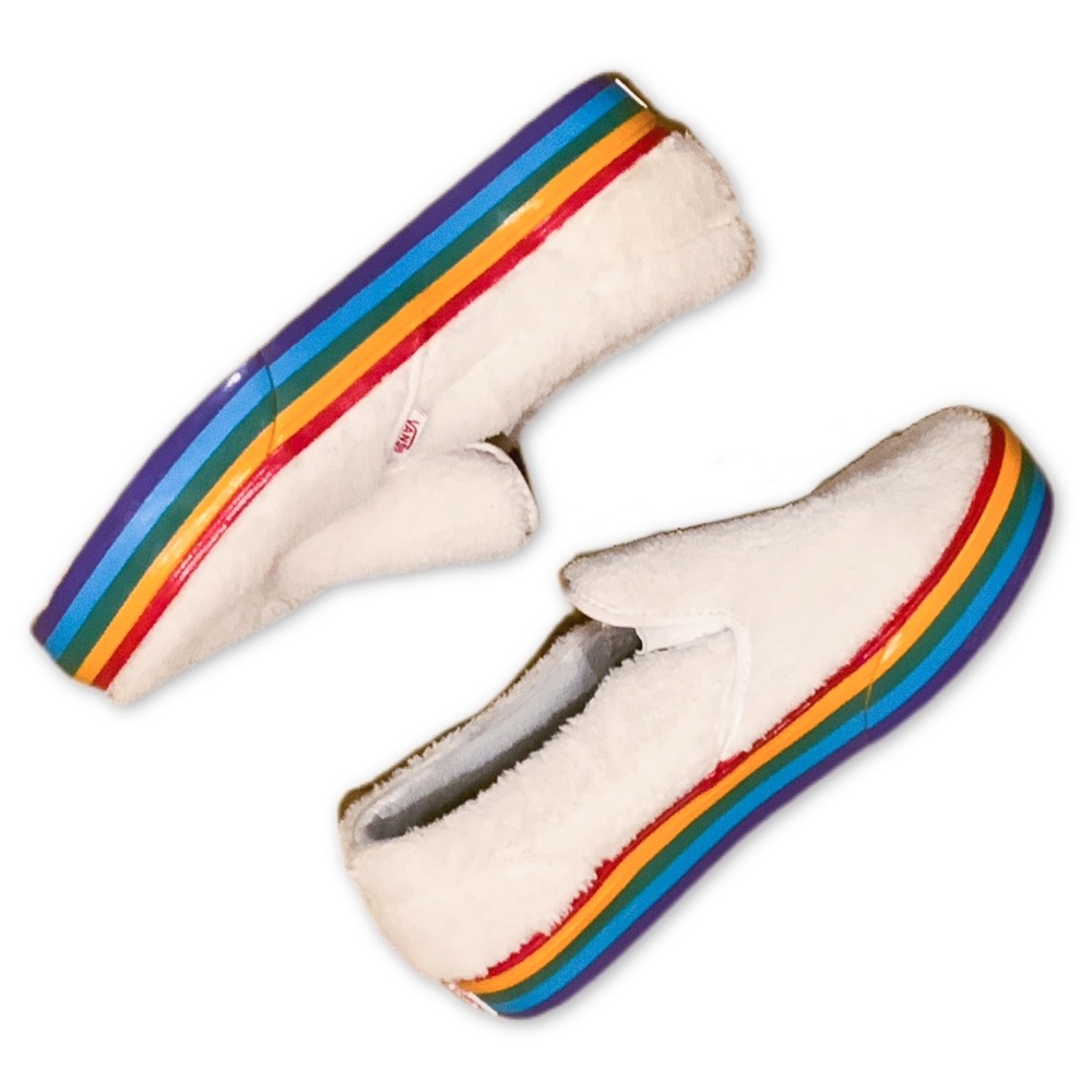 Vans classic shearling rainbow big kids size 7
